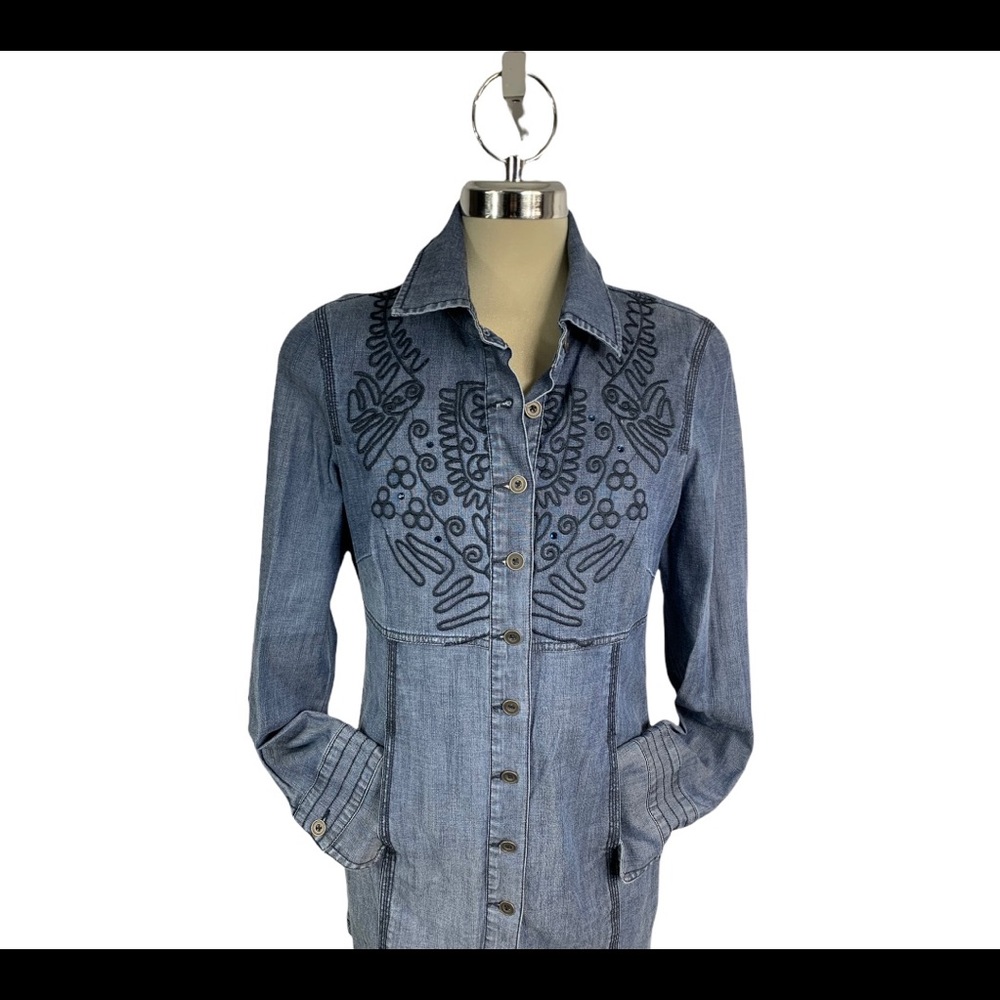 Laura Blue Denim embroidered Jacket Size 8